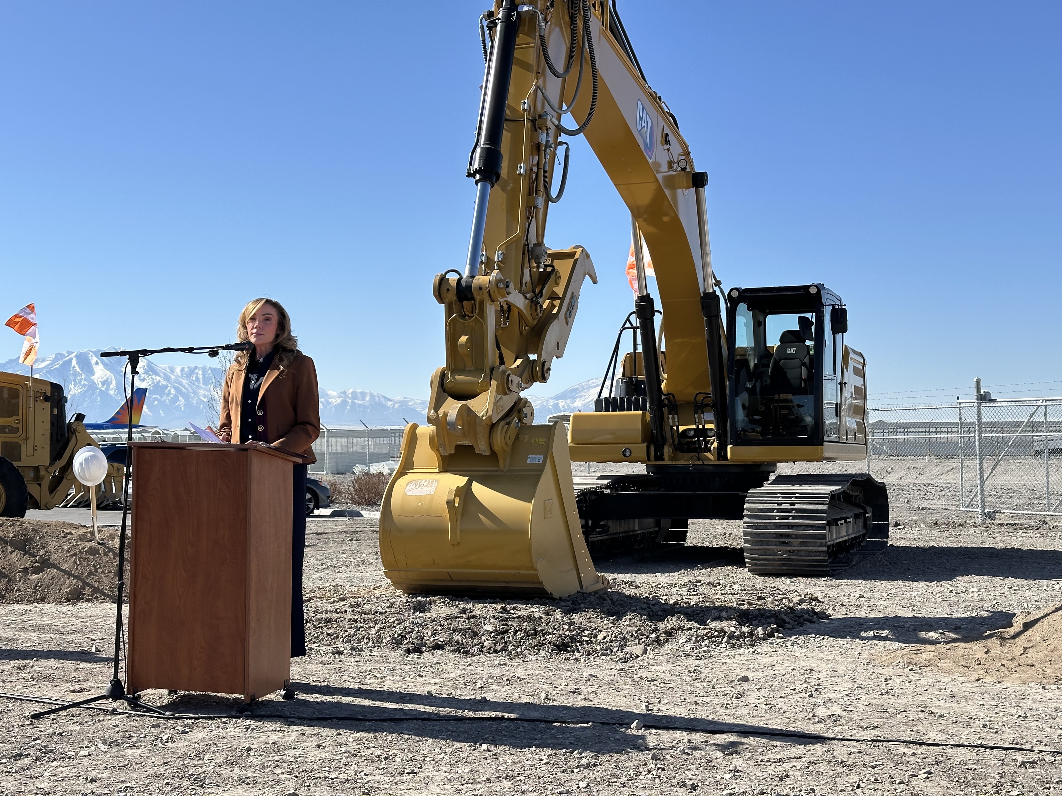 Provo Mayor Michelle Kaufusi speaks at a groundbreaking ceremony for a three-year project to expand the Provo Airport on Monday.