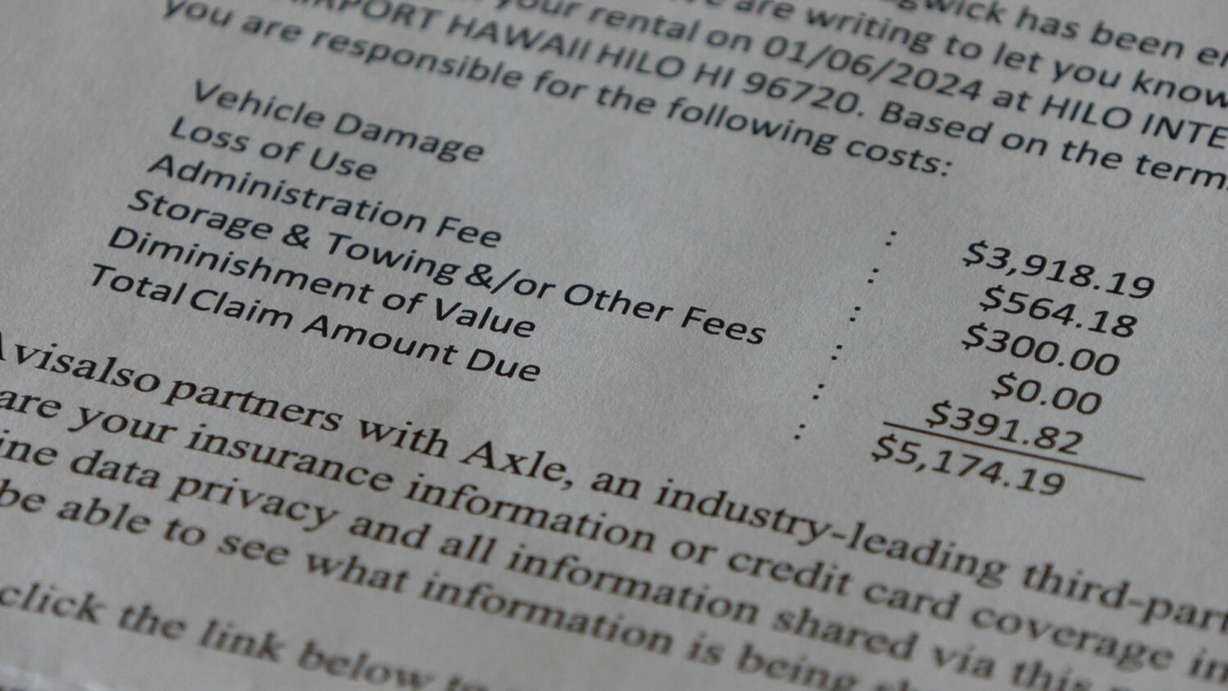 A document shows the claim amount for a collision involving Debbie Sanich, of Orem. While the other driver paid for the damage, Sanich paid for the administrative, loss-of-use and diminished value fees.