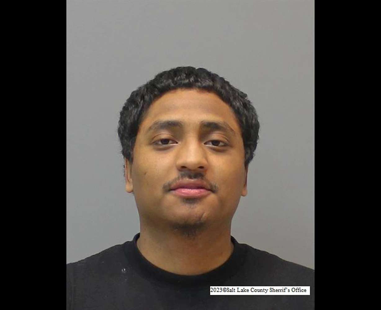 Osue Valentin-Alarcon is pictured in a 2023 Salt Lake County Jail booking photo. Valentin-Alarcon is accused of shooting Grethel Garcia-Vega's son, Abraham, 14 times at a party last month in West Valley City.