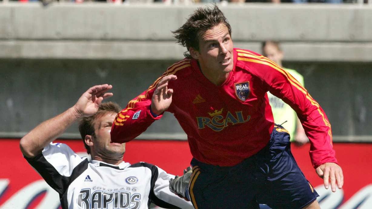 Real's Brian Dunseth watches the only goal go in as Real Salt Lake beat the Colorado Rapids 1-0 in the first Real home opener in MLS in Salt Lake City, Utah, on April 16, 2005.