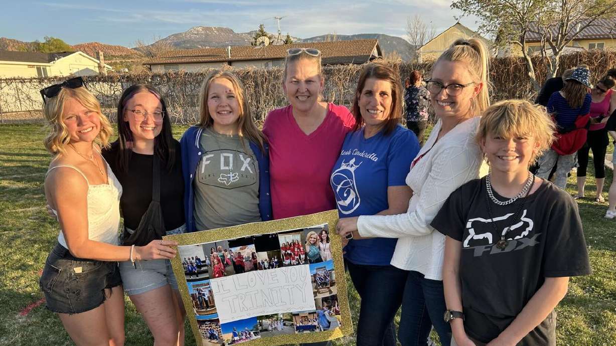 Supporters of Trinity Dorris during "Stay Strong" gathering, Cedar City, Thursday. Friends and family members say she is making progress in her recovery.