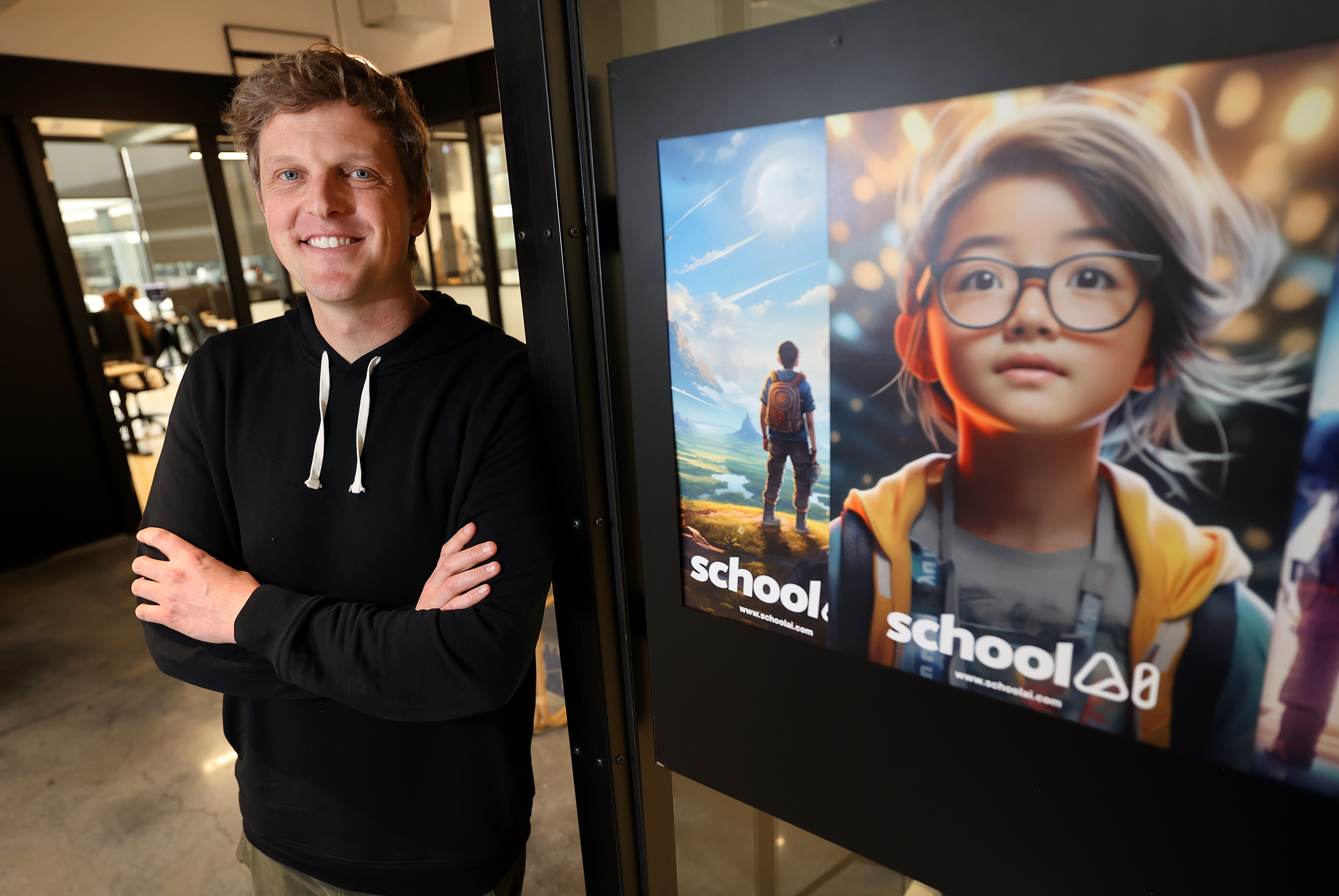 Caleb Hicks, SchoolAI founder, poses for a portrait at SchoolAI headquarters in Lehi on Feb. 1, 2024. In just over two years, Lehi-based SchoolAI has raised $32 million, driven largely by its latest funding round of $25 million.