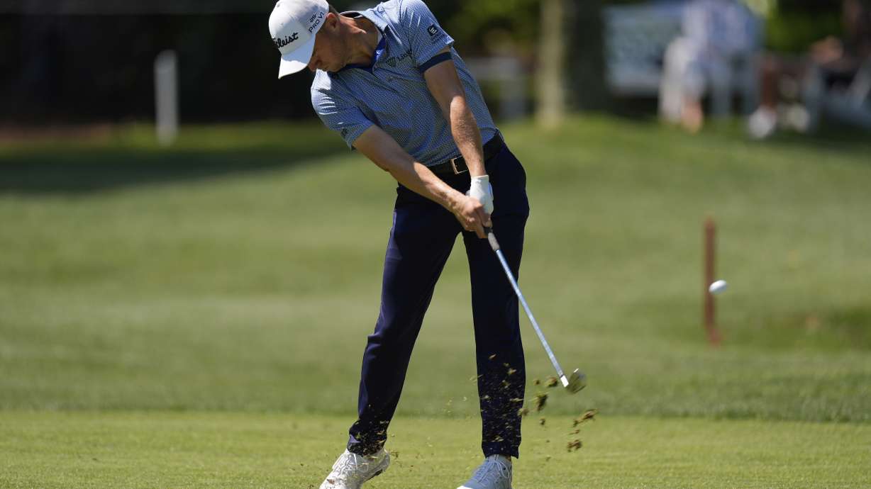 Justin Thomas hits from the eighth fairway during the first round of the RBC Heritage golf tournament, Thursday, April 17, 2025, in Hilton Head Island, S.C.