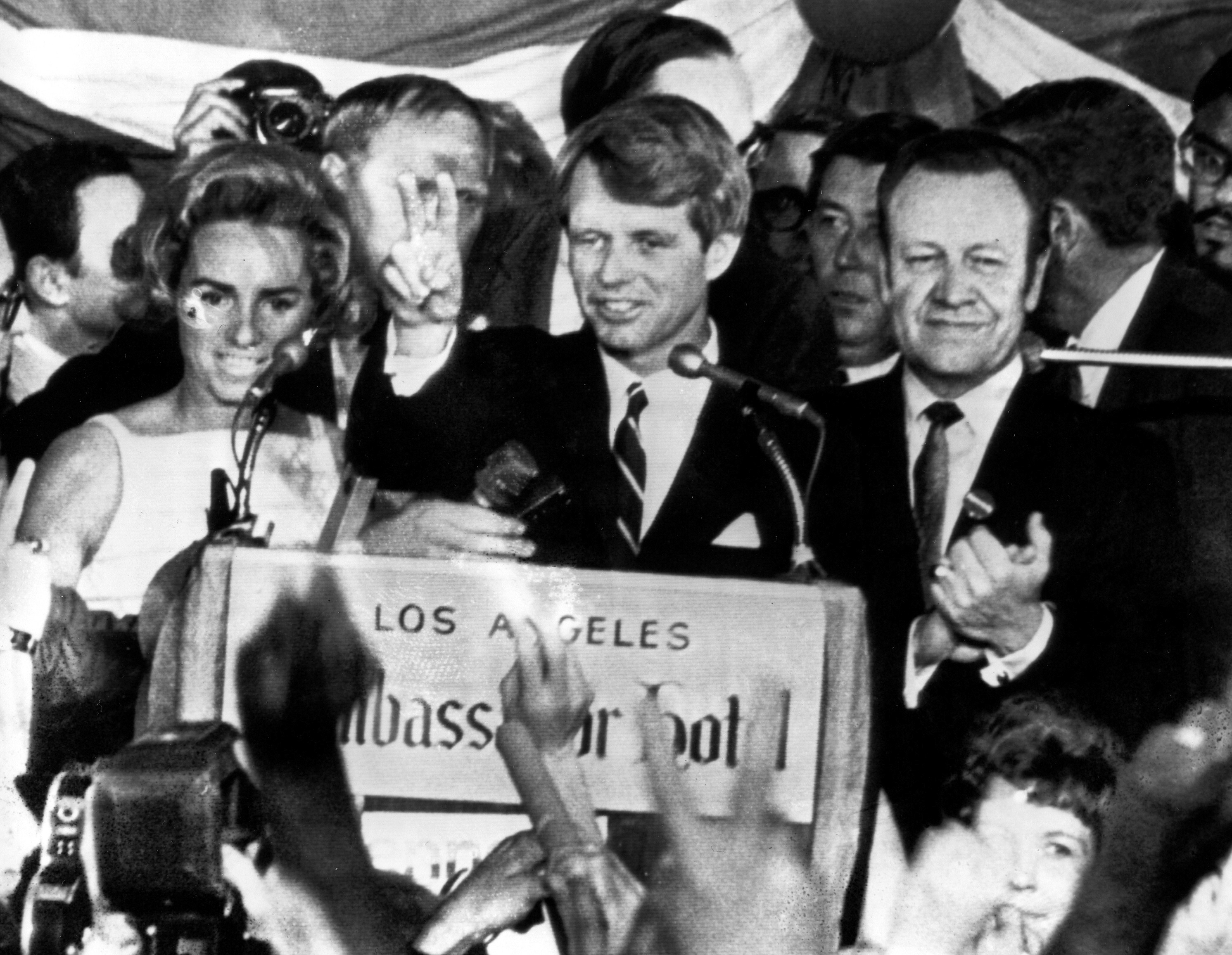 Sen. Robert F. Kennedy, D-N.Y., speaks June 5, 1968, at the Ambassador Hotel in Los Angeles. About 10,000 pages of records related to his assassination were released Friday by executive order of President Donald Trump.