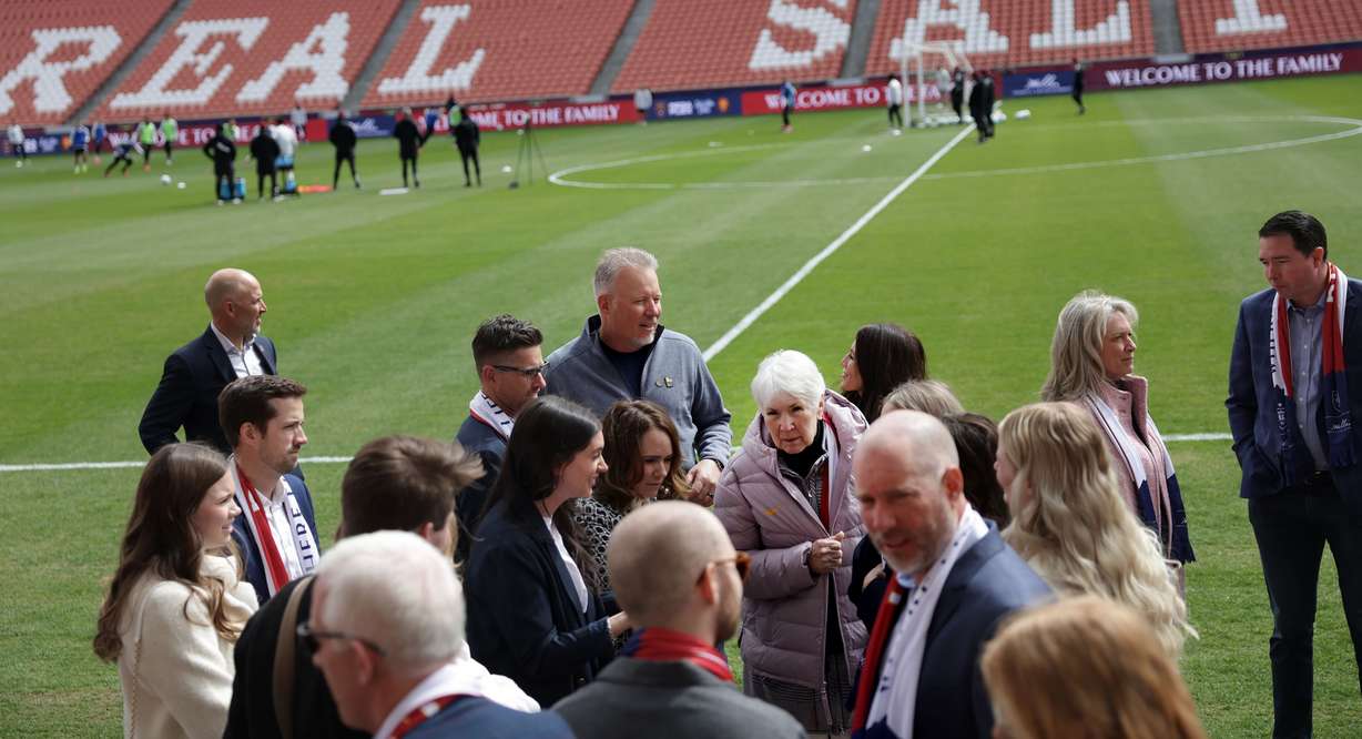 The Miller family gathers on America First Field in Sandy on Friday April 18, 2025.