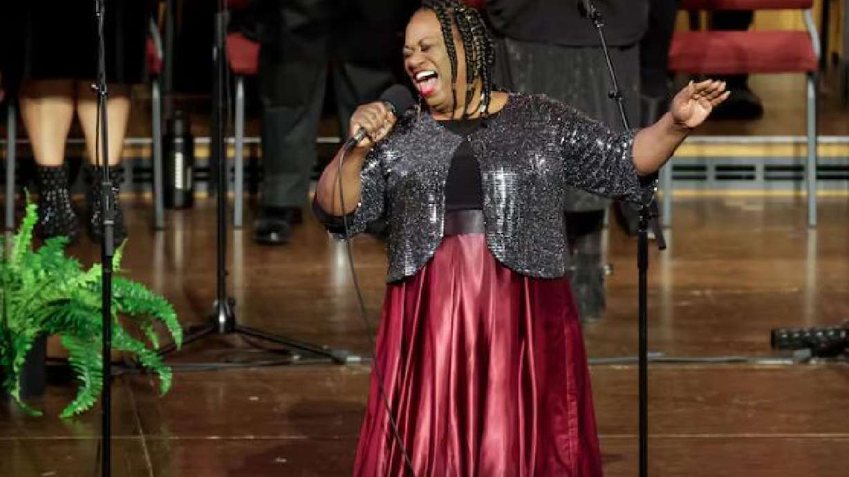Debra Bonner leads the Debra Bonner Unity Gospel Choir at a 50th anniversary celebration for the Genesis Group at the Tabernacle on Temple Square in Salt Lake City on Oct. 23, 2021.