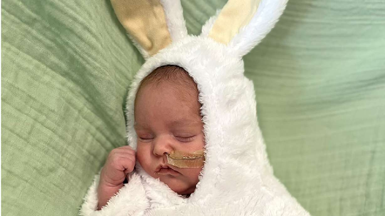 The NICU staff at Lone Peak Hospital in Draper dressed their patients up for their first Easter.