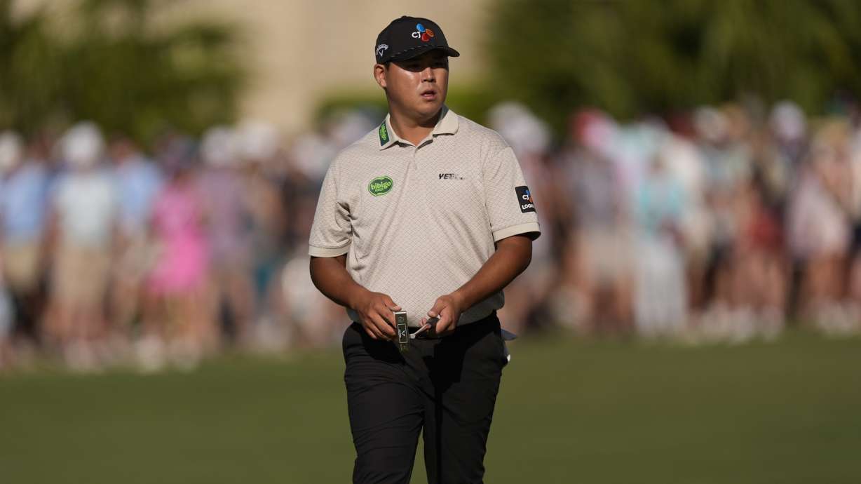 Si Woo Kim walks to the 16th green during the third round of the RBC Heritage golf tournament, Saturday, April 19, 2025, in Hilton Head Island, S.C.