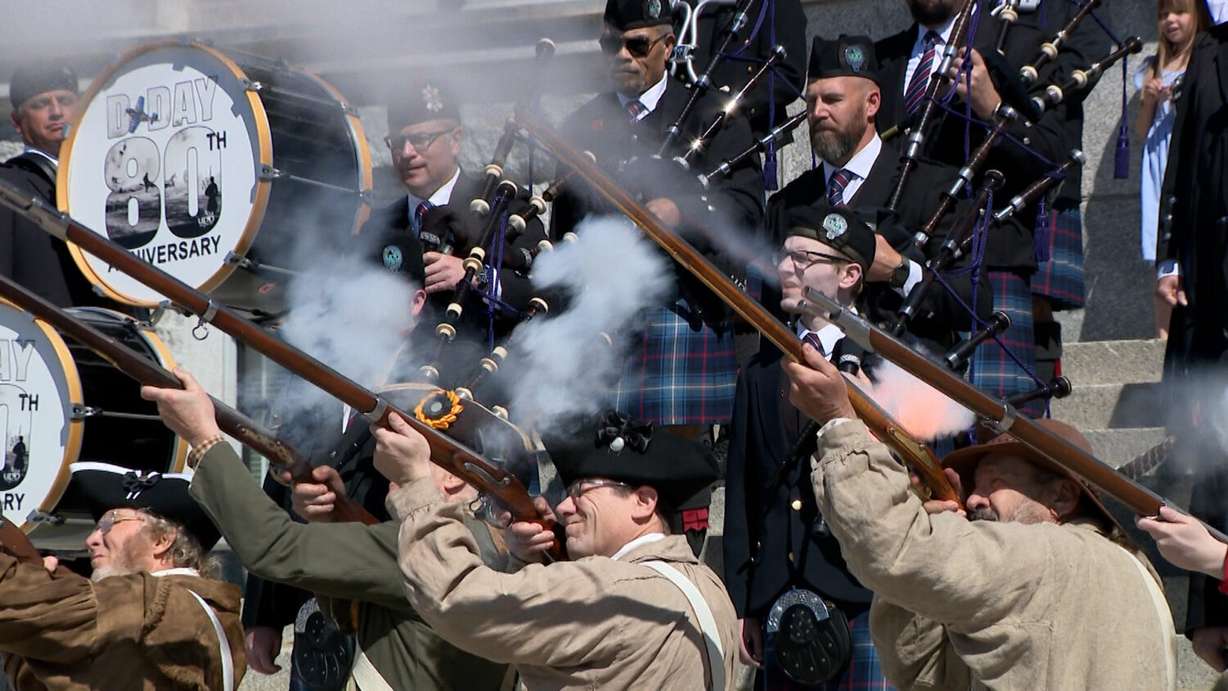A ceremony at the state Capitol commemorates the 250th anniversary of the "shot heard round the world" on Saturday.