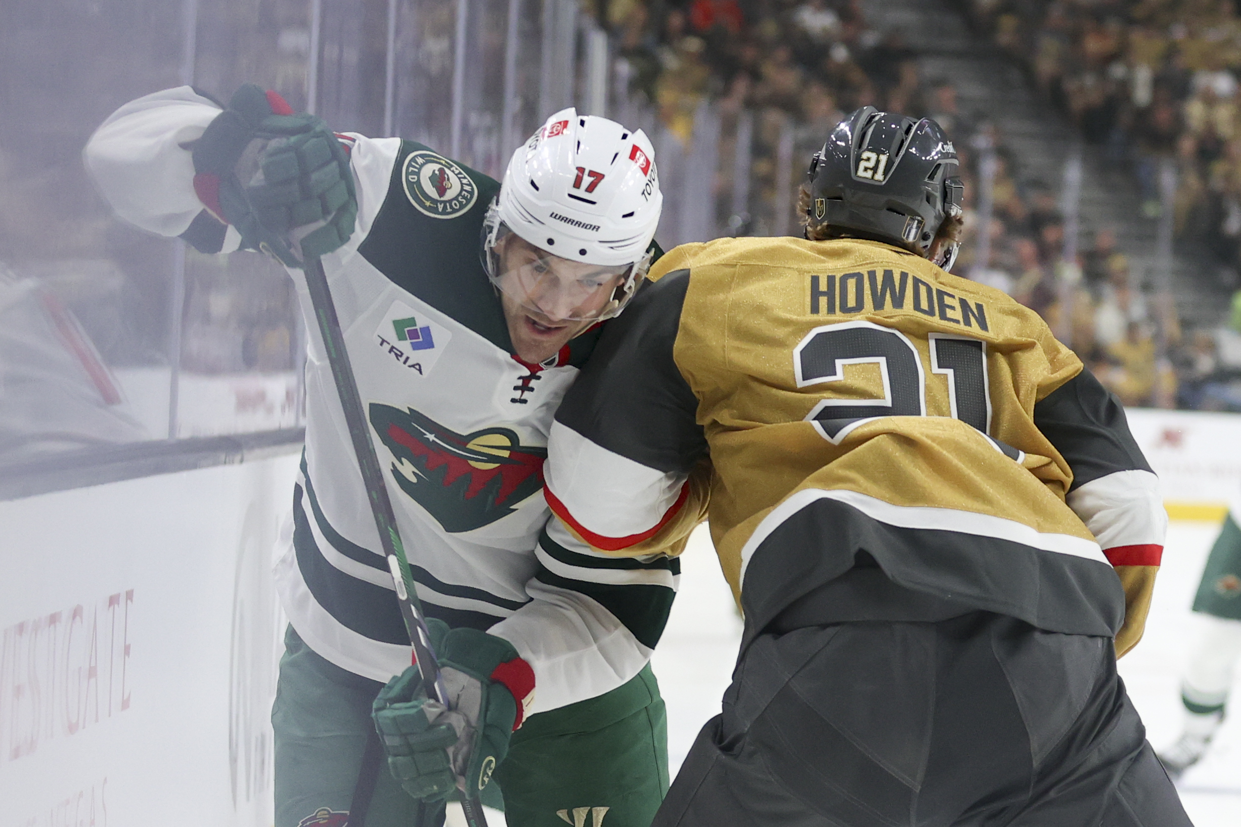Howden scores twice and Golden Knights beat Wild 4-2 in Game 1