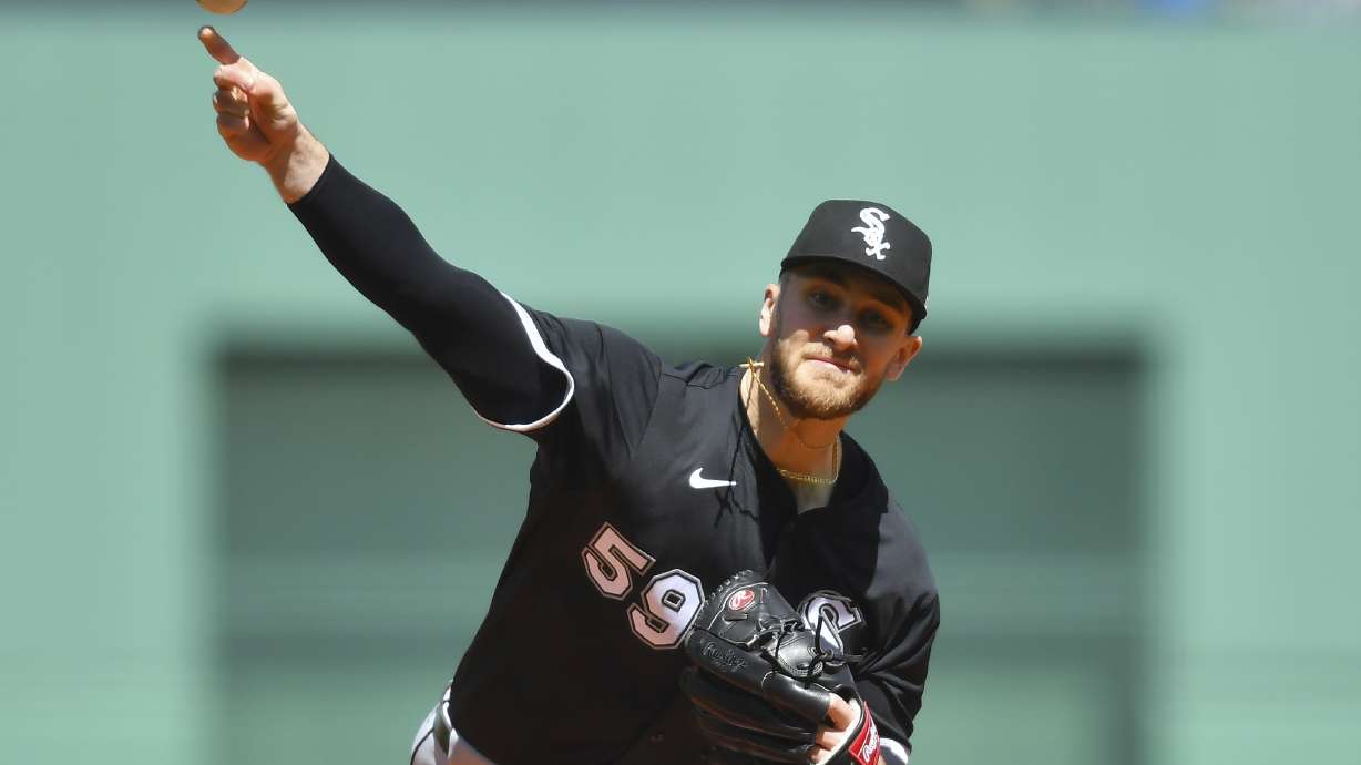 Chicago White Sox's Sean Burke delivers a pitch to a Boston Red Sox batter in the first inning of a baseball game, Sunday, April 20, 2025, in Boston.