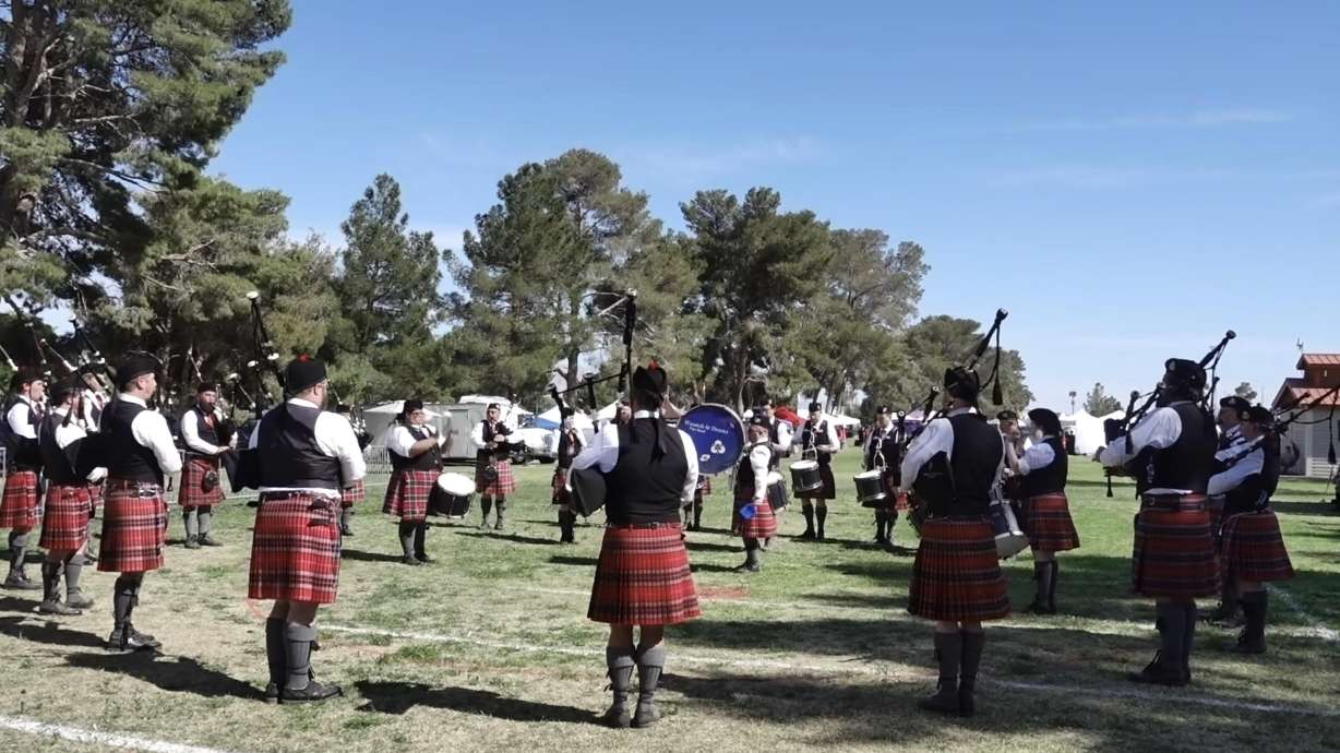 The Wasatch and District Pipe Band performs at the Las Vegas Celtic Festival and Highland Games on April 14.