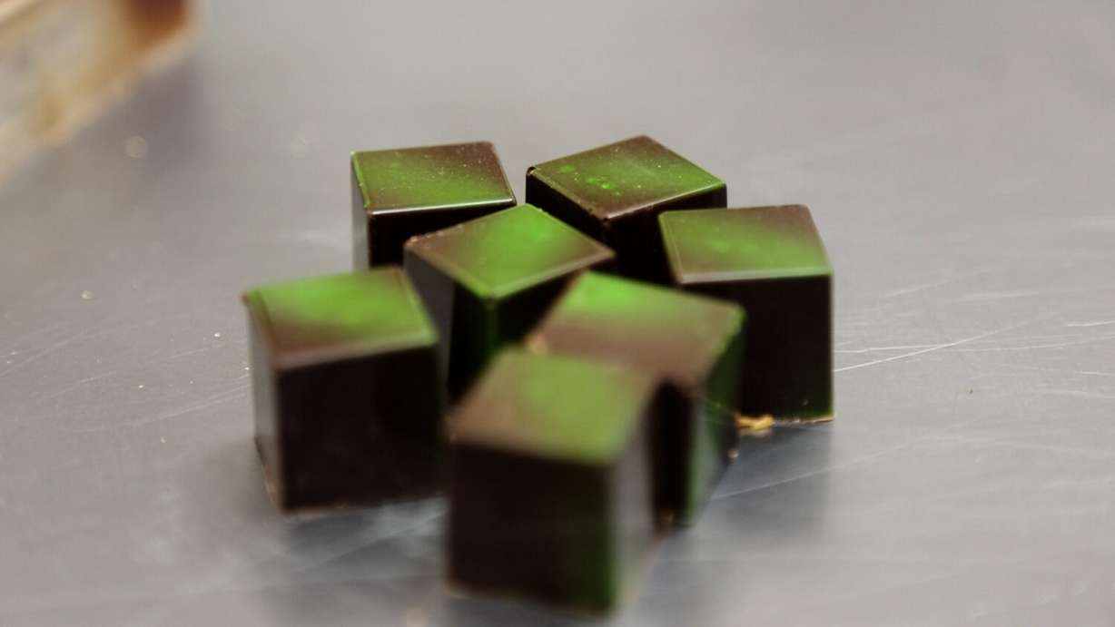 Dubai chocolate bonbons at Chez Nibs in Salt Lake City.