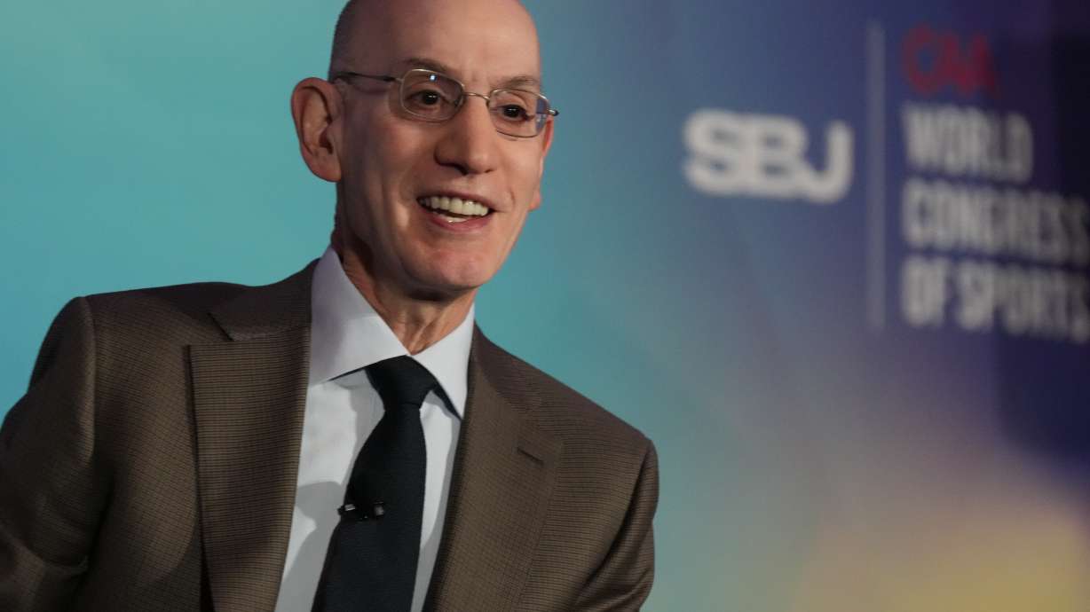 NBA Commissioner Adam Silver speaks at the SBJ CAA World Congress of Sport, Tuesday, April 22, 2025, in Nashville, Tenn.