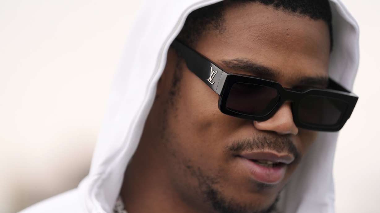 Draft prospect, Penn State edge rusher Abdul Carter, works with local youth football players and Special Olympics athletes during the league's annual prospect clinic ahead of the NFL football draft Wednesday, April 23, 2025, in Green Bay, Wis.
