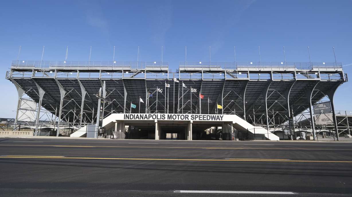 FILE - The main gate of Indianapolis Motor Speedway in Indianapolis is shown Nov. 4, 2019.