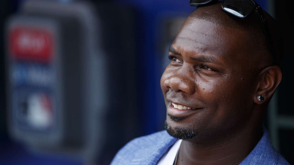 FILE - Former Philadelphia Phillies' Ryan Howard smiles before a ceremony honoring him before a baseball game between the Phillies and the Washington Nationals, July 14, 2019, in Philadelphia.
