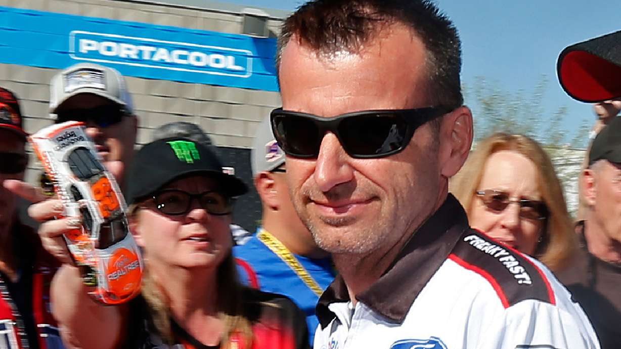 FILE - Crew chief Rodney Childers walks to a drivers' meeting before to the NASCAR Cup Series auto race at Phoenix Raceway, Sunday, March 8, 2020, in Avondale, Ariz.