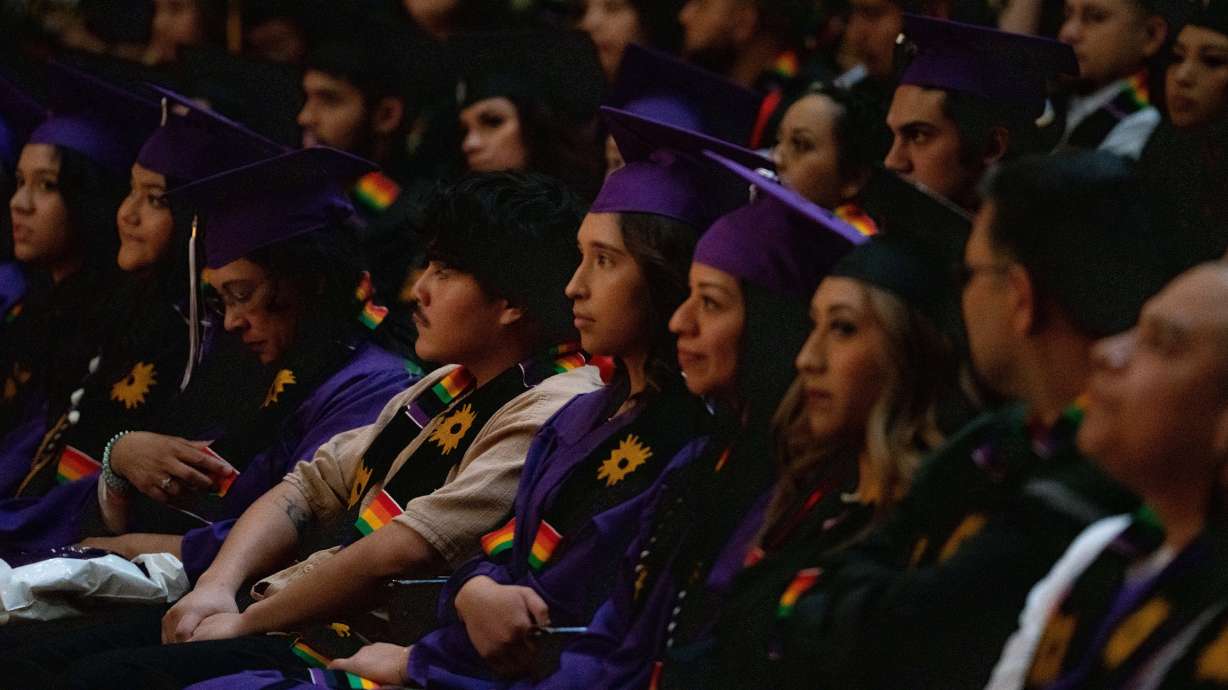 Graduating Weber State University students at the Latinx Graduation Ceremony at the Ogden campus on April 22, 2023. Utah's public universities are now largely prohibited from hosting such activities.