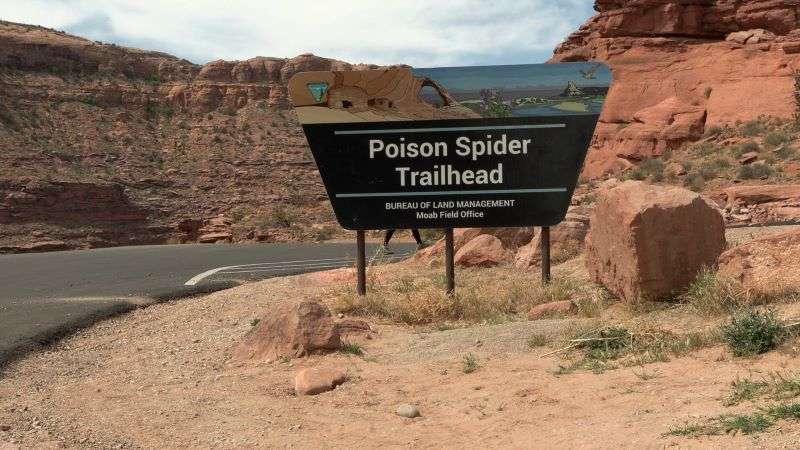 The Poison Spider Trailhead in Moab.