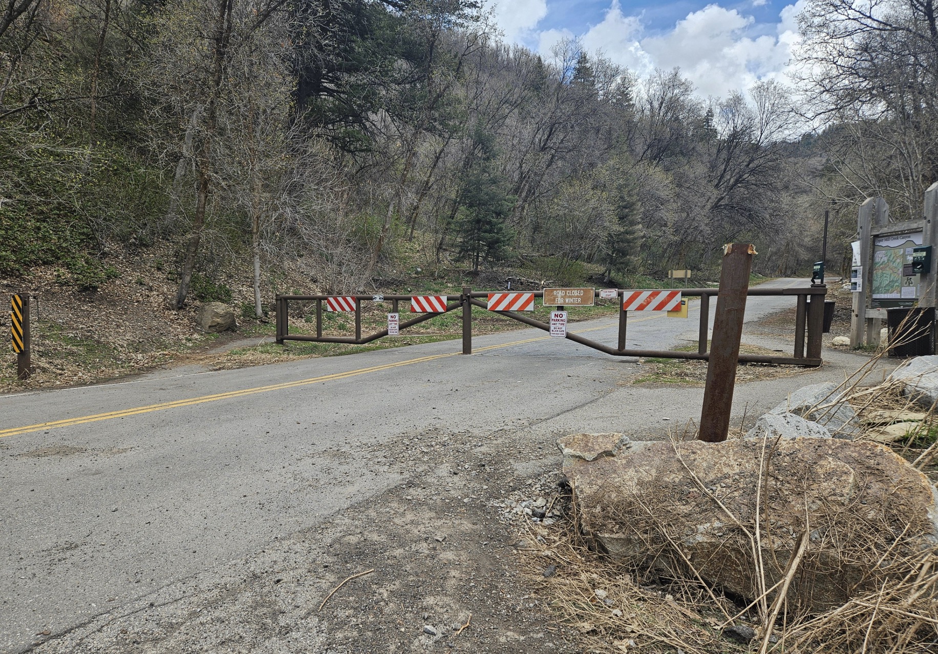 Mill Creek Canyon Road at its winter gate on Thursday. The Upper Mill Creek Canyon project will begin on May 1, closing access beyond the gate for most of the next two years.