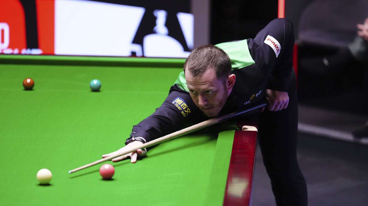 Mark Allen during his match with Chris Wakelin on day seven of the Halo World Snooker Championship at the Crucible Theatre, Sheffield, England, Friday, April 25, 2025.