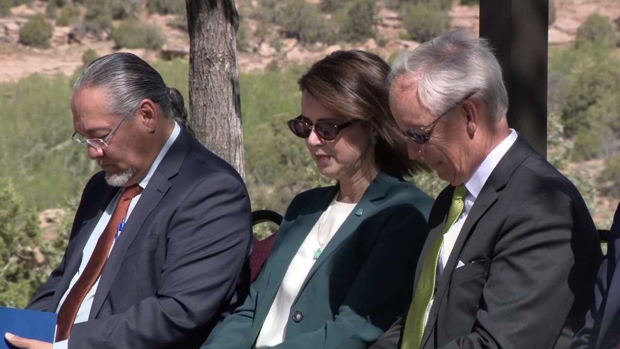 Lt. Gov. Deidre Henderson attends a ceremony in Blanding celebrating some of the homes in Westwater getting running water.