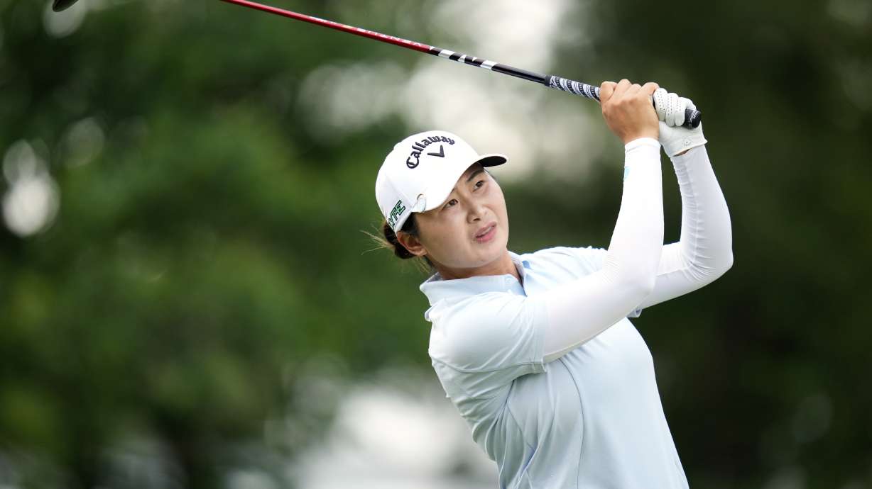 Yan Liu, of China, hits on the sixth hole during the second round of the Chevron Championship LPGA golf tournament Friday, April 25, 2025, in The Woodlands, Texas.