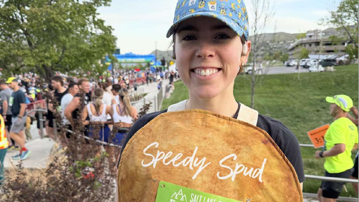 Ainsley Chapman, of Salt Lake City, finished the Salt Lake City Half Marathon in spud-tacular style, with an official time of 1:41.16.