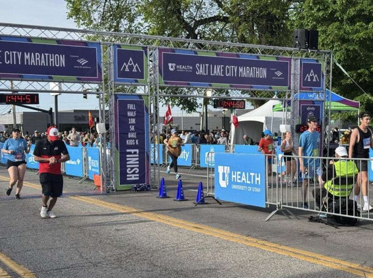 Ainsley Chapman, of Salt Lake City, finished the Salt Lake City Half Marathon on Saturday in spud-tacular style, with an official time of 1:41.16.