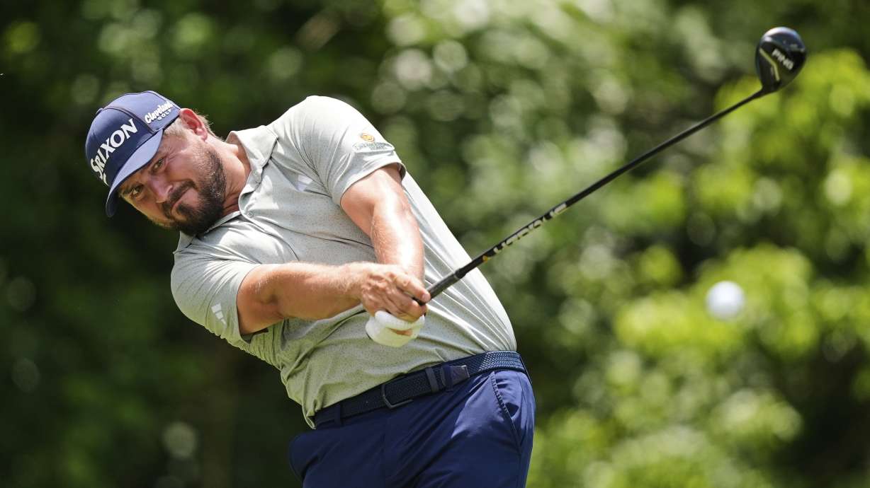 Andrew Novak hits of the 5th tee during the final round of the PGA Zurich Classic golf tournament at TPC Louisiana in Avondale, La., Sunday, April 27, 2025.