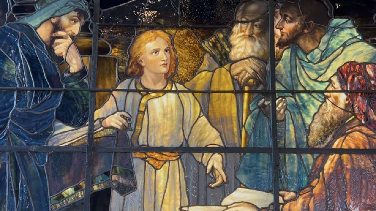 "Twelve-year-old Christ in the Temple," a stained-glass window painting, is currently housed at Grace Episcopal Church in St. George.