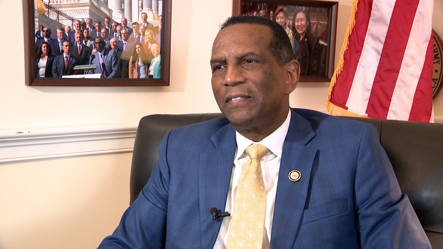 Rep. Burgess Owens speaks with KSL-TV at his office in Washington, D.C., about immigration reform.