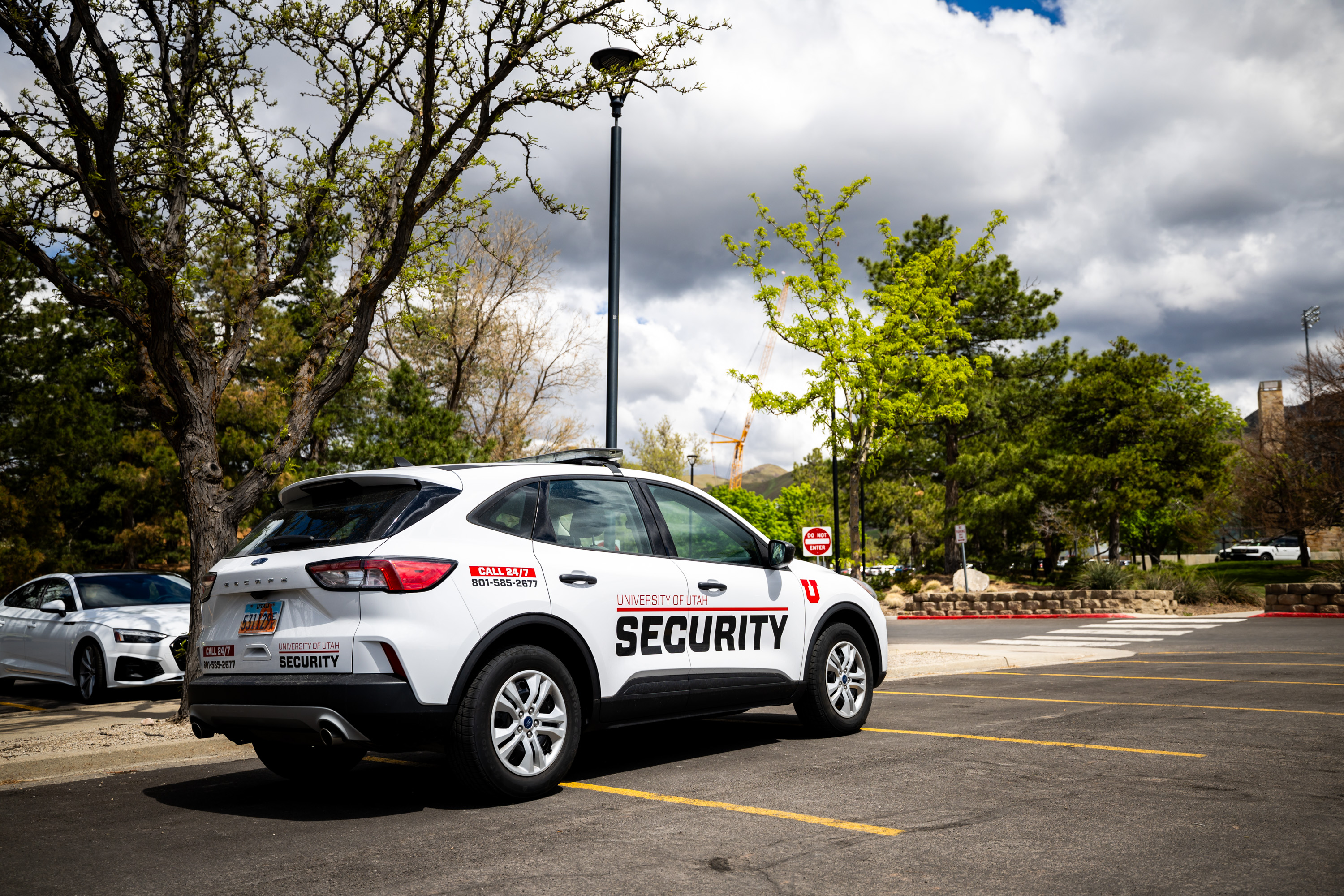 A University of Utah security vehicle is parked at the University of Utah in Salt Lake City on Monday. The University of Utah Department of Public Safety was busy in 2024, handling over 75,800 incidents.