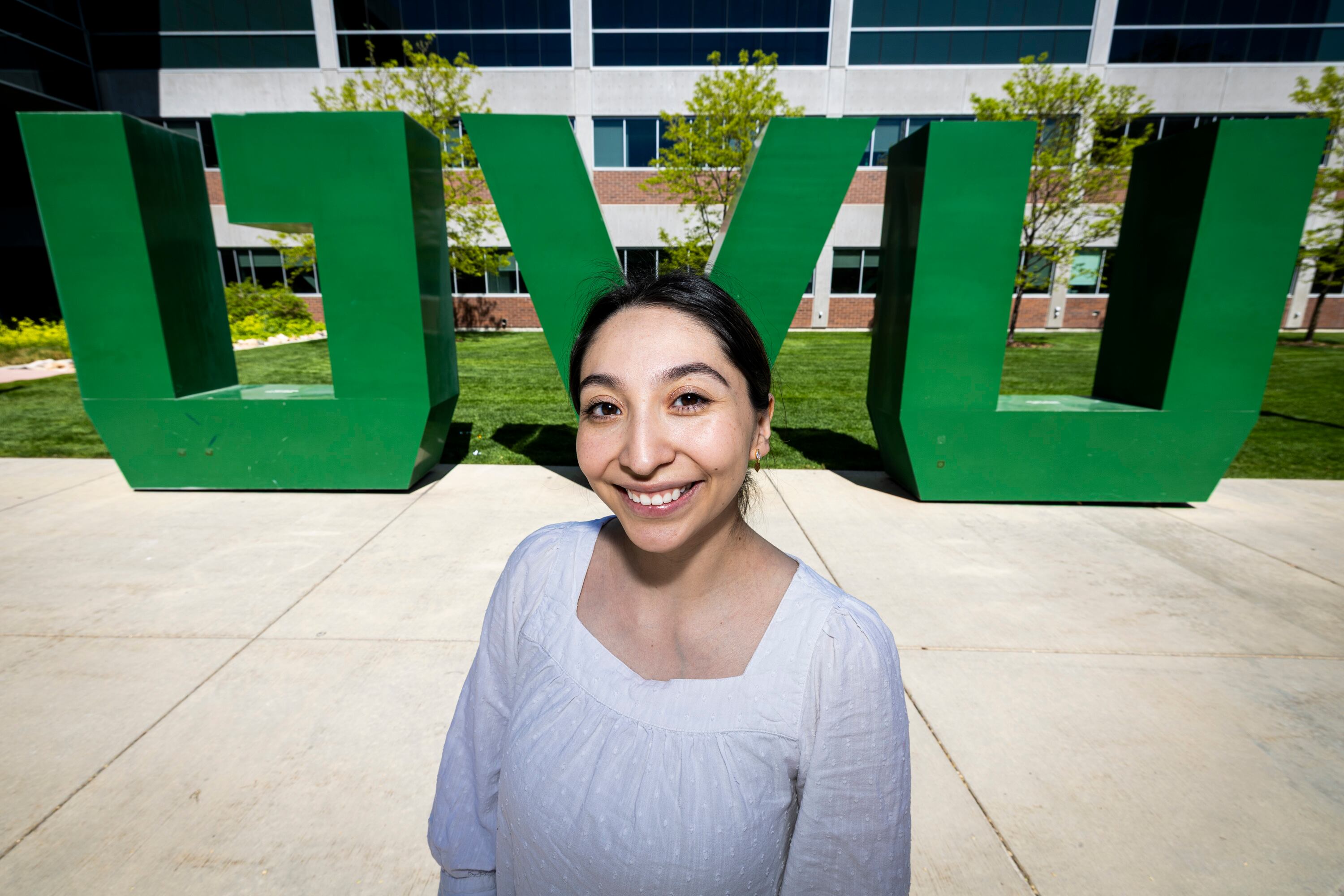 Michelle Jackson, a rising senior studying accounting, poses for a portrait on the campus of Utah Valley University in Orem on Tuesday, April 29, 2025.