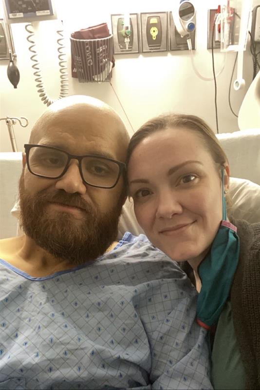 Chris Krukowski with his wife Holly Krukowski. He received a liver transplant in 2023, which has given him back the ability to live his life. The couple attended an Intermountain Health event on April 23 to advocate for organ donation and thank caregivers and patients.