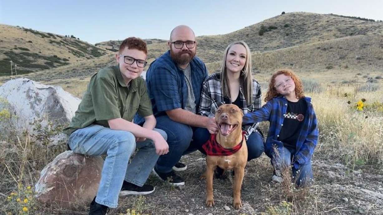 Chris Krukowski with his family. He received a liver transplant in 2023, which has given him back the ability to live his life. He attended an Intermountain Health event on April 23 to advocate for organ donation and thank caregivers and patients.