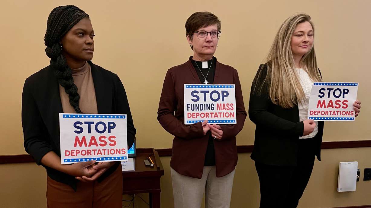 Immigrant advocates gathered for a press conference Wednesday at the Utah Capitol in Salt Lake City amid the Trump administration's immigration crackdown.