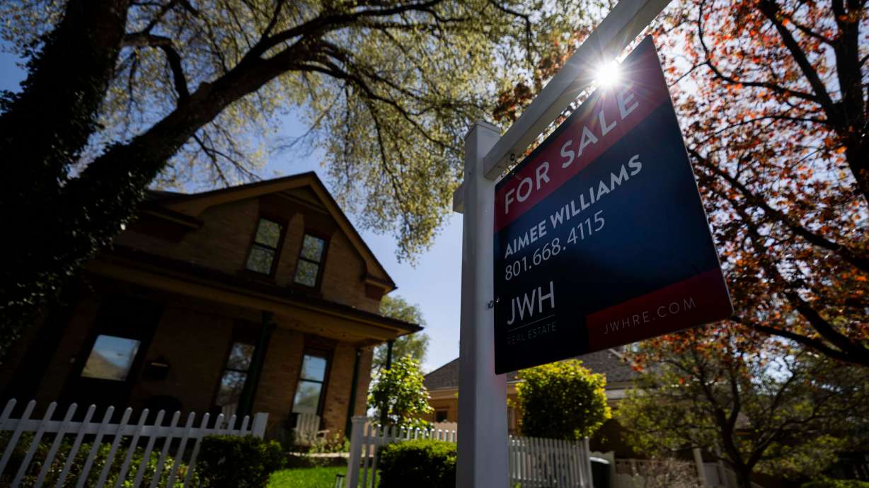 A home for sale in Salt Lake City on April 22. A new analysis from Redfin found the typical list price for homes in the United States reached a record $469,729 in March, but the typical price for those sold that month was nearly $39,000 less.
