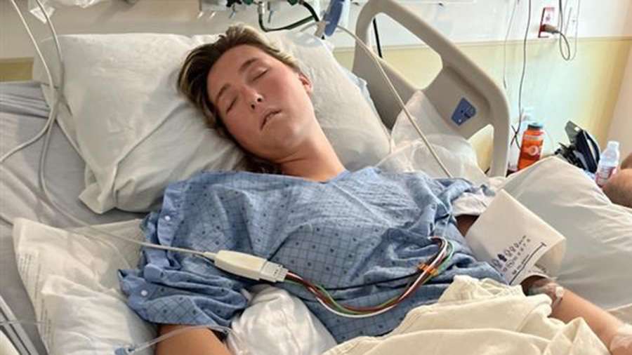 Karissa Glover recovering in the hospital after suffering from a stroke.