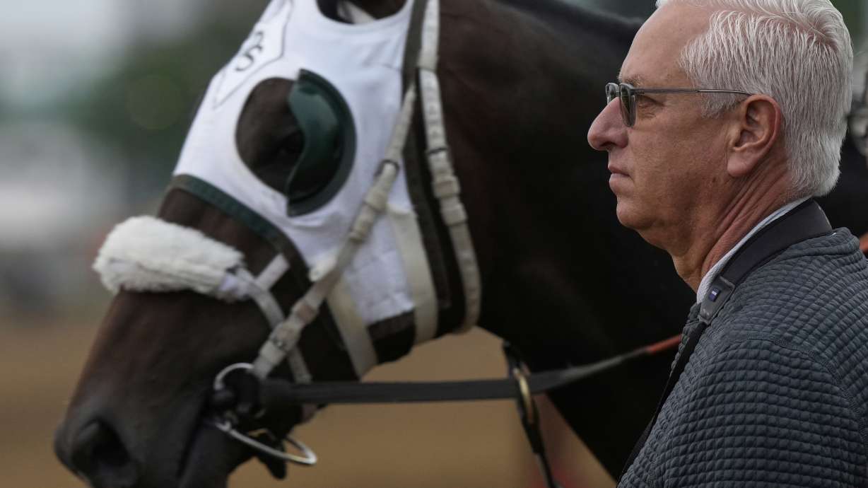 Trainer Todd Pletcher watches workouts at Churchill Downs Wednesday, April 30, 2025, in Louisville, Ky.
