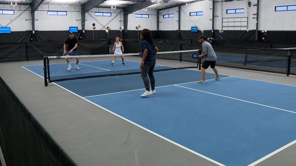 Pickleball players at the new Herriman facility on Saturday.