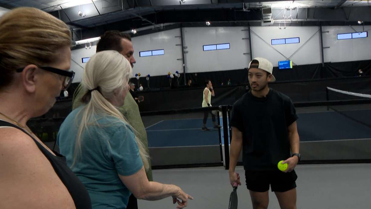 Pickleball players at the new Herriman facility on Saturday.