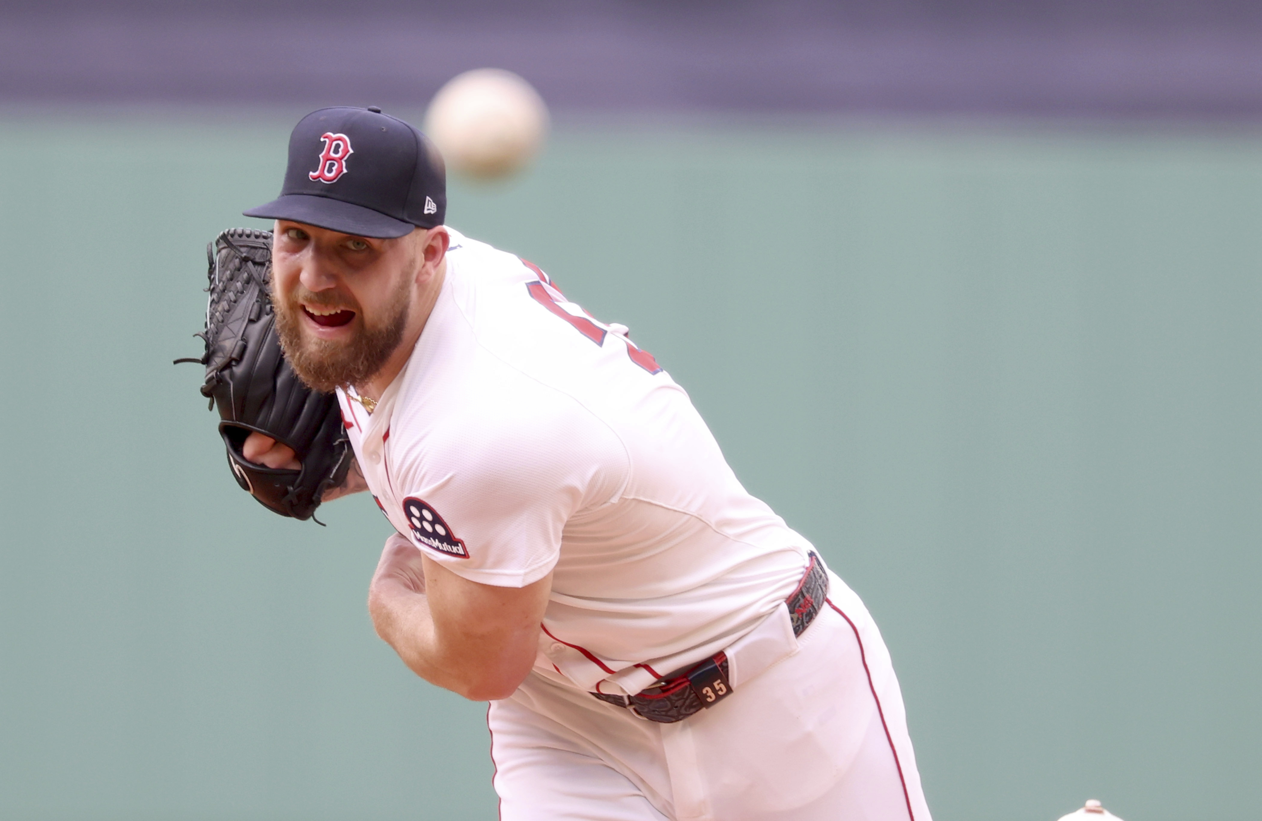 Boston Red Sox pitcher Garrett Crochet throws during the first inning of a baseball game against the Minnesota Twins, Sunday, May 4, 2025, in Boston.