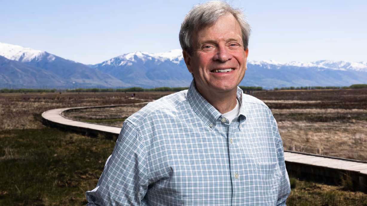Dave Livermore, the former director and founder of the Utah chapter of The Nature Conservancy, poses for a portrait in the Great Salt Lake Shorelands Preserve in Layton on April 22.
