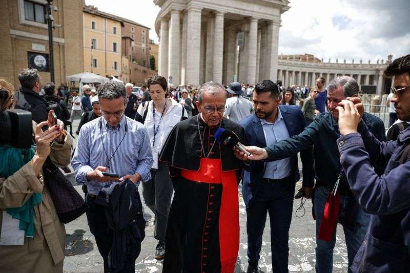 Cardinal Gregorio Rosa Chavez walks as he departs a general congregation meeting ahead of the conclave to elect the next pope, as seen in Vatican City, Monday.
