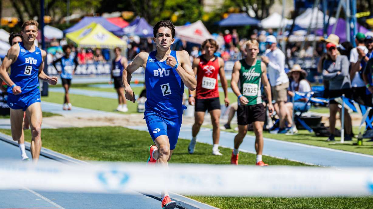 Carter Cutting set a personal record with his 3:59.39 to win the mile and become the fifth runner in Utah history to run a sub-4 minute outdoor mile on Day 3 of the Robison Invitational at BYU, Friday, May 2, 2025 in Provo, Utah.