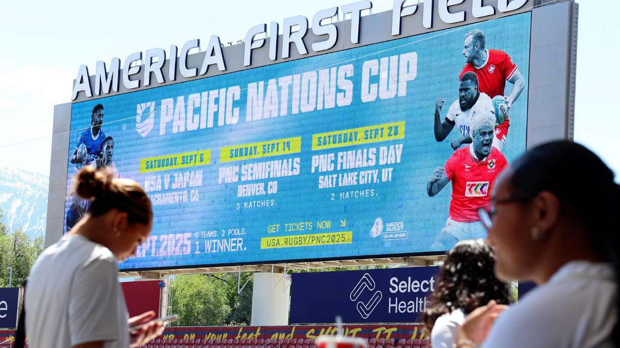 dates and locations at America First Stadium in Sandy on Wednesday, May 7, 2025. The 2025 Pacific Nations Cup finals will be held at America First Field on September 20th.
