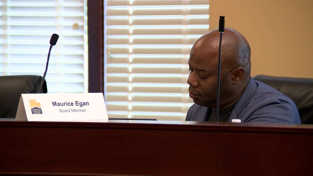 Maurice ‘Moe’ Egan listens during a meeting of the Utah Homeless Services Board on Thursday.