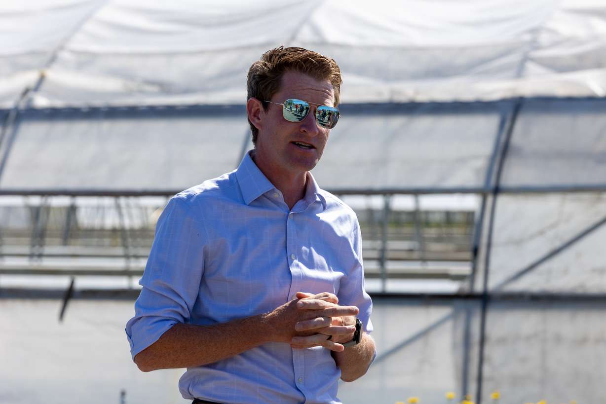 Mike Johnson, Logan City Councilman, speaks at Perennial Favorites in Layton. Energy tax credits, which provide valuable relief to Utah business owners and municipalities, are at risk of being sunsetted by House Republicans.